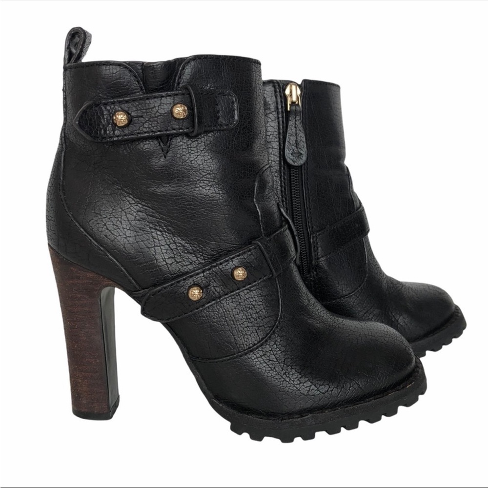 Tory Burch Women’s High Heel Ankle Booties Round Toe Chunky Tractor Sole 6.5